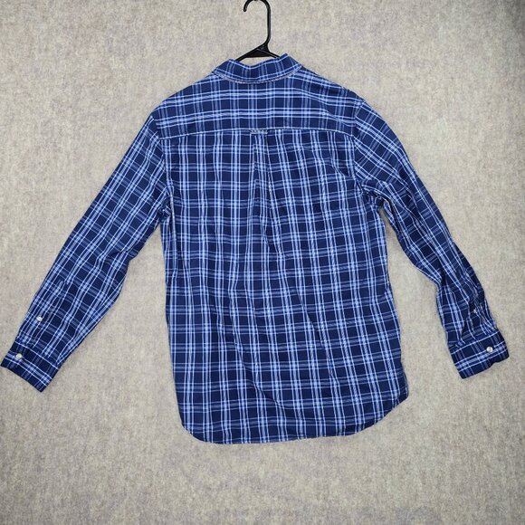 Chaps Mens Blue Plaid Button-Down Shirt M Long Sleeve Cotton/Polyester - Picture 2 of 5